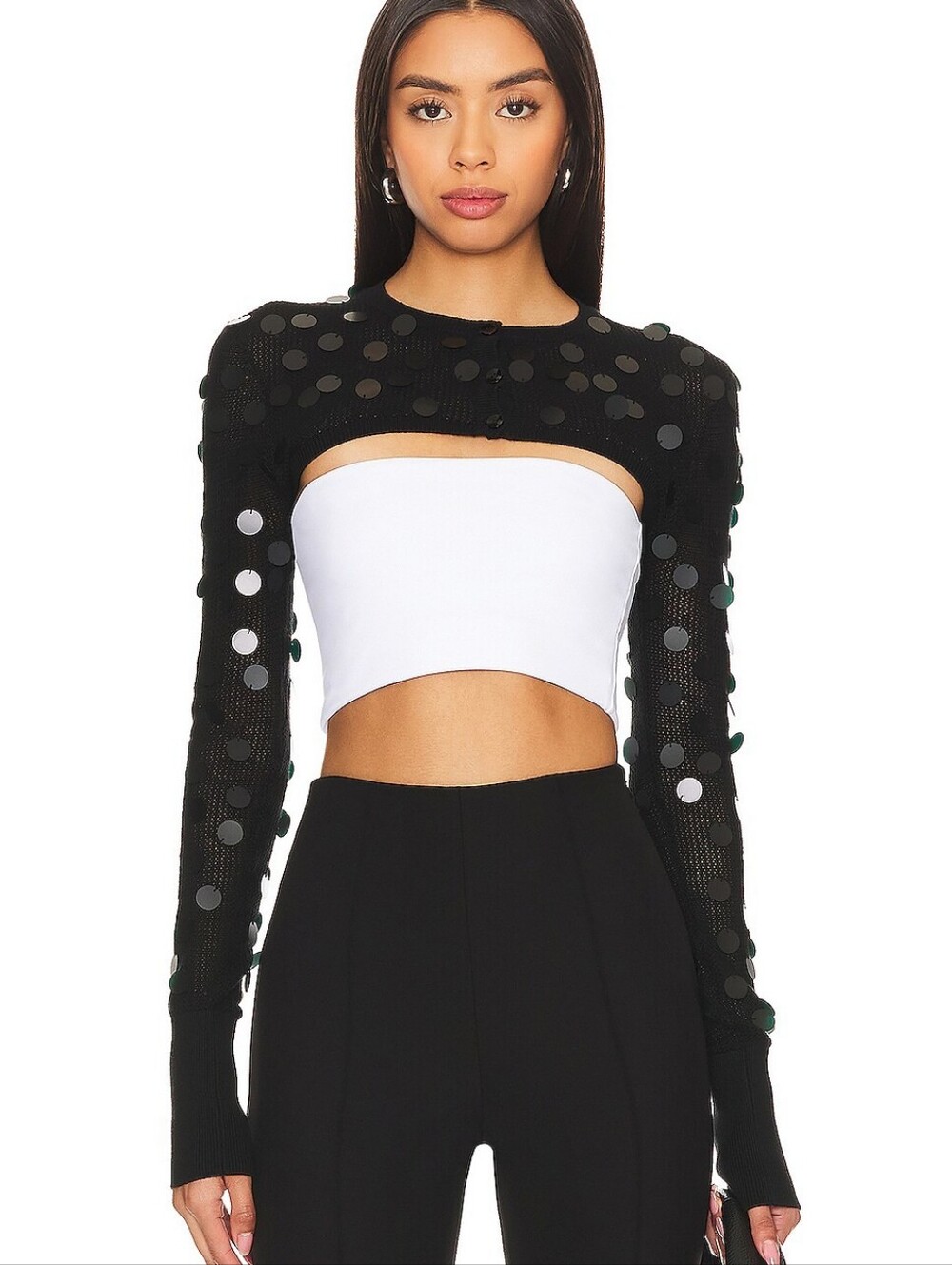 Guizio Paillette Micro Crop Cardigan